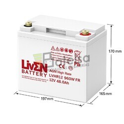 Bater�a 12 Voltios 48 Amperios LVHR12-960W | Liven Battery